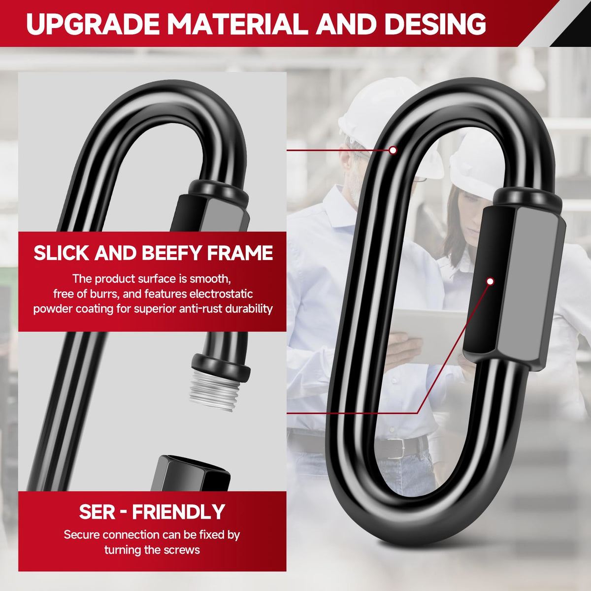 8 Pack M10 Chain Links, 3.5 in Quick Link Connectors, 2200 lb Capacity