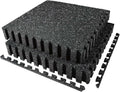 0.56in Thick 48 Sq Ft Exercise Equipment Mats, 12 Tiles Upgraded Rubber Top with High Density EVA Foam, Large