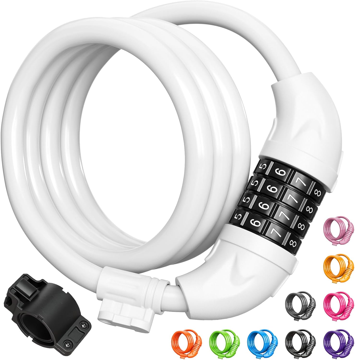 Bike Lock, Bicycle Lock 4 Feet Cable Lock 1/2 Inch Resettable Bike Lock Combination with Mounting Bracket, Bike