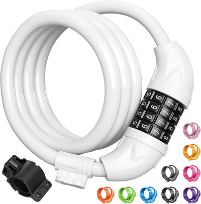 Bike Lock, Bicycle Lock 4 Feet Cable Lock 1/2 Inch Resettable Bike Lock Combination with Mounting Bracket, Bike
