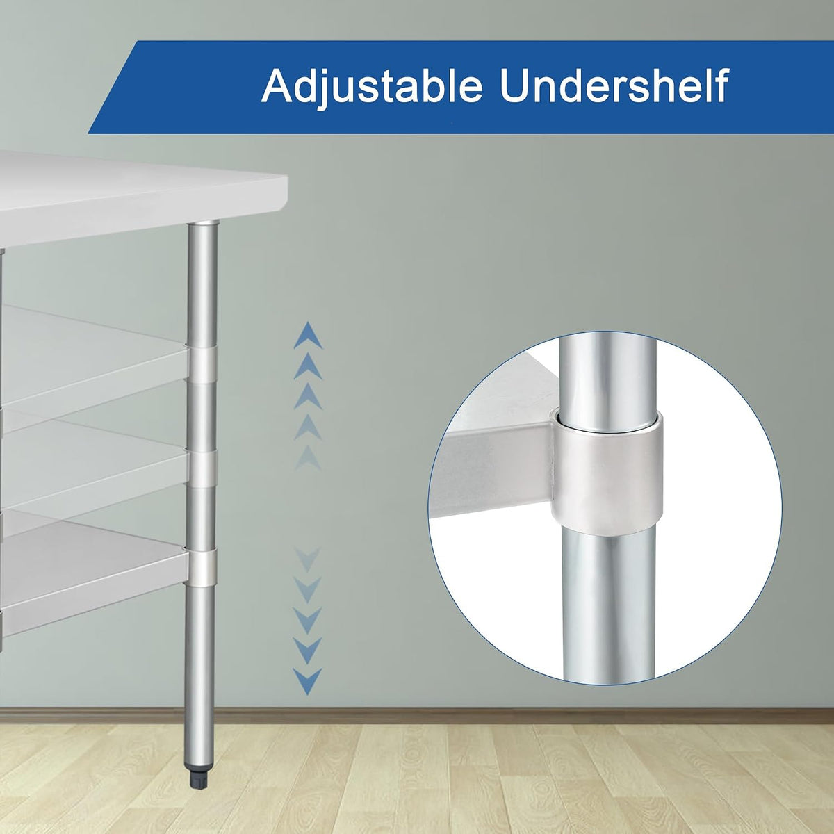 HARDURA Stainless Steel Table with Backsplash 24x48 Inches