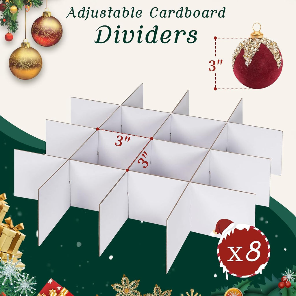 Christmas Ornament Storage Box with Adjustable Dividers Zippered Top Stores up to 128 Holiday Ornaments (3 Inch) Xmas