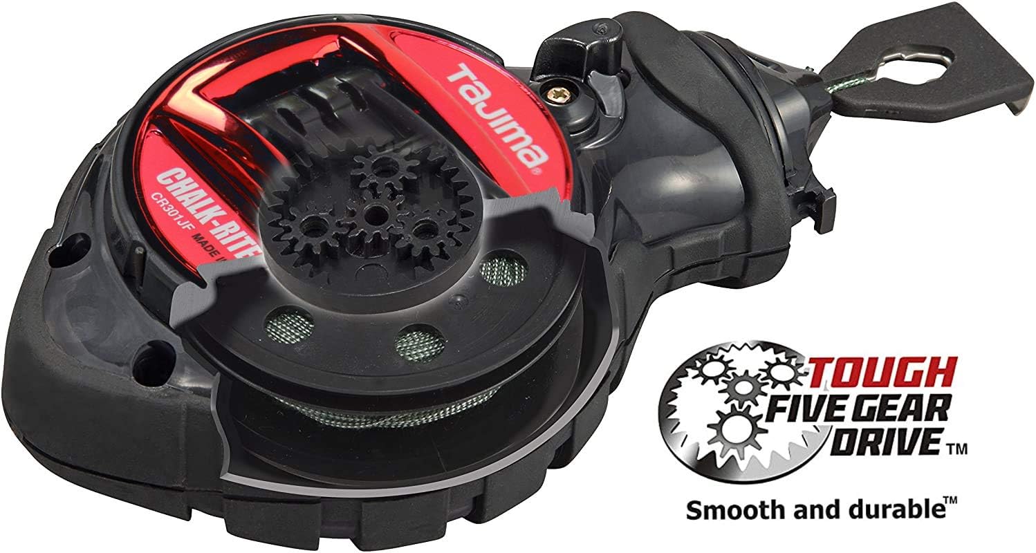 Chalk Line - Chalk-Rite Jam Free Special Edition Chalk Line with Extra Bold 1mm Snap Line & Five Gear Quick Retrieval