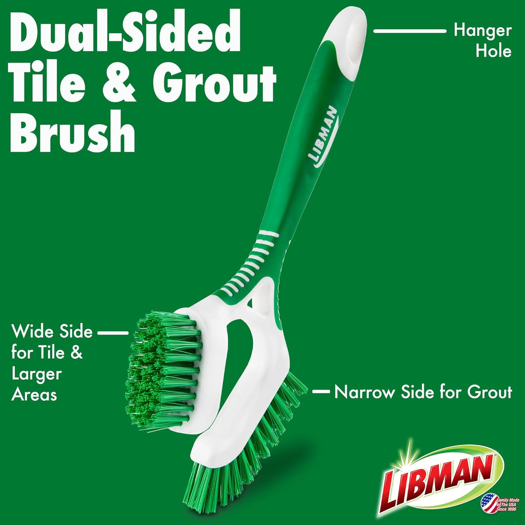 Libman Heavy Duty Scrub Brush Kit | Cleaning Brushes for Household Use | Tub Scrubber | Easy Grip Scrub Brush | Big