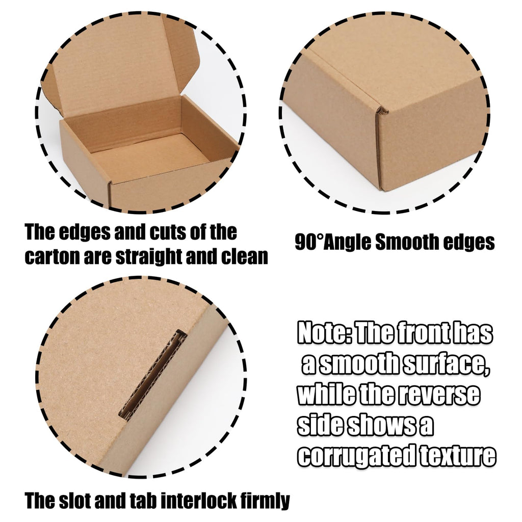 10 Pack 6x6x2 Shipping Boxes, Small Brown Corrugated Mailers