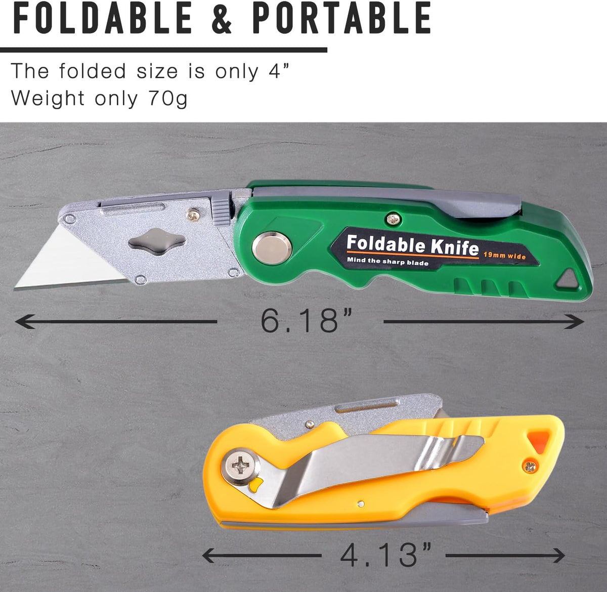 10-Pack Heavy Duty Folding Box Cutter Set, Utility Razor Knife