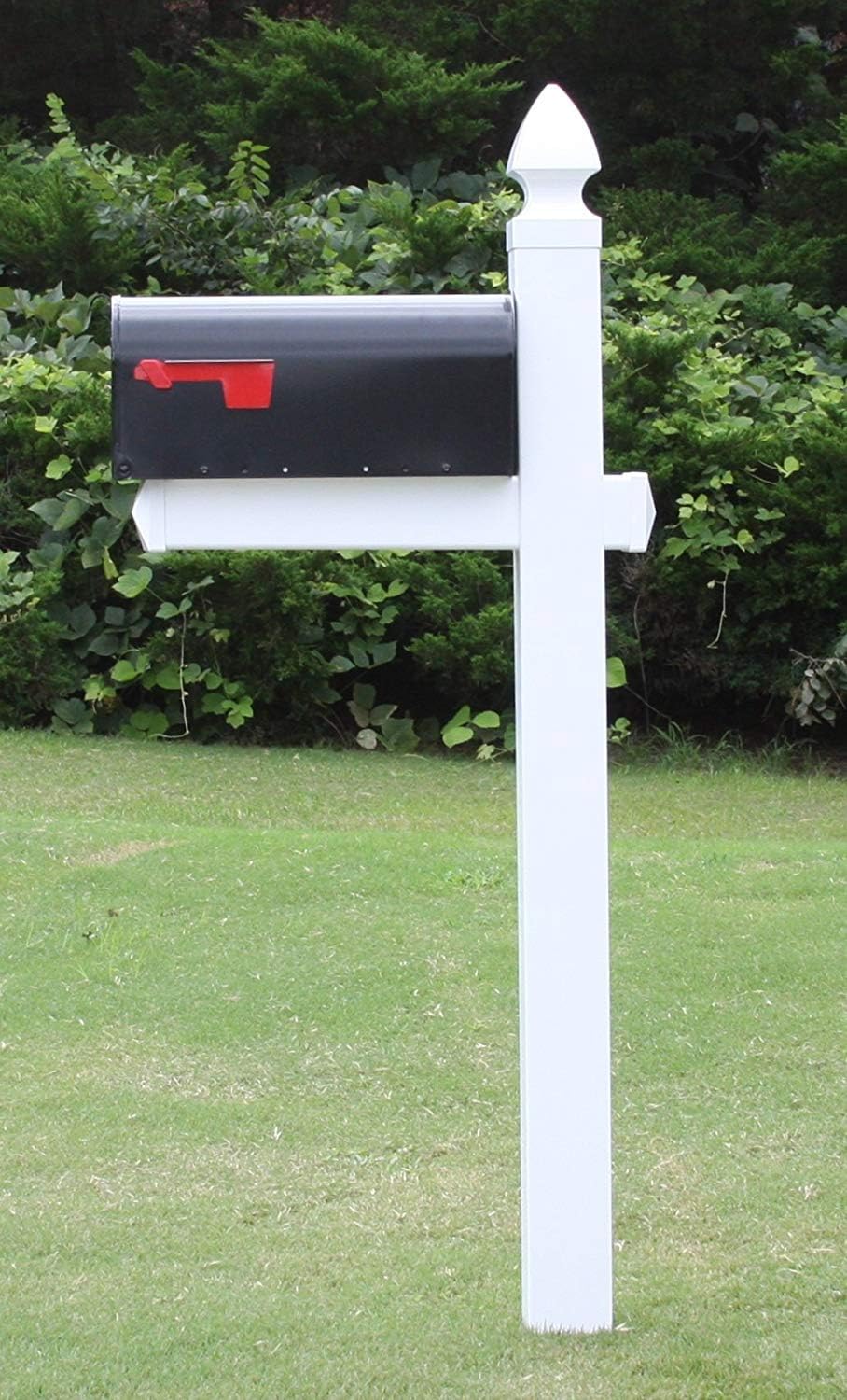 Richmond White Vinyl No-Dig Mailbox Post System with Stake | Includes ground anchor stake for easy no-dig