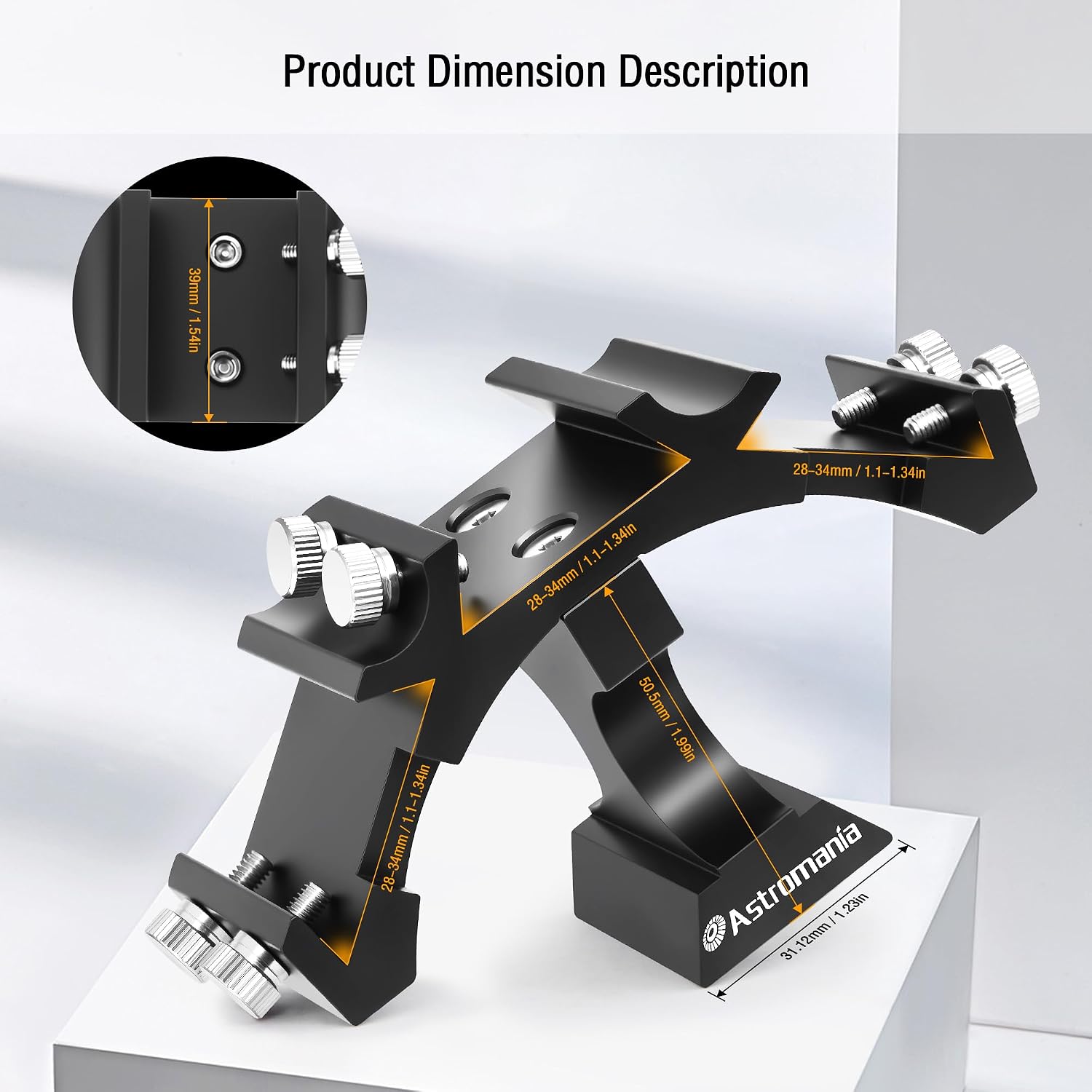 Finder Scope Mount, Finderscope Mount Bracket for Triple Finders | Adjustable Metal Aluminum Telescope Accessory