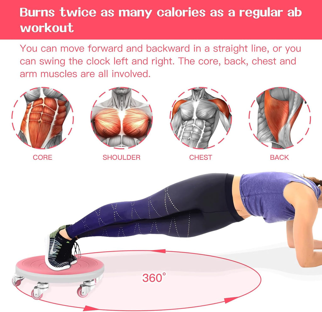 6 Caster Ab Roller, Ab Exercise Equipment with Knee Pads, Ab Roller Wheel for Core Exercise, Abdominal Strength