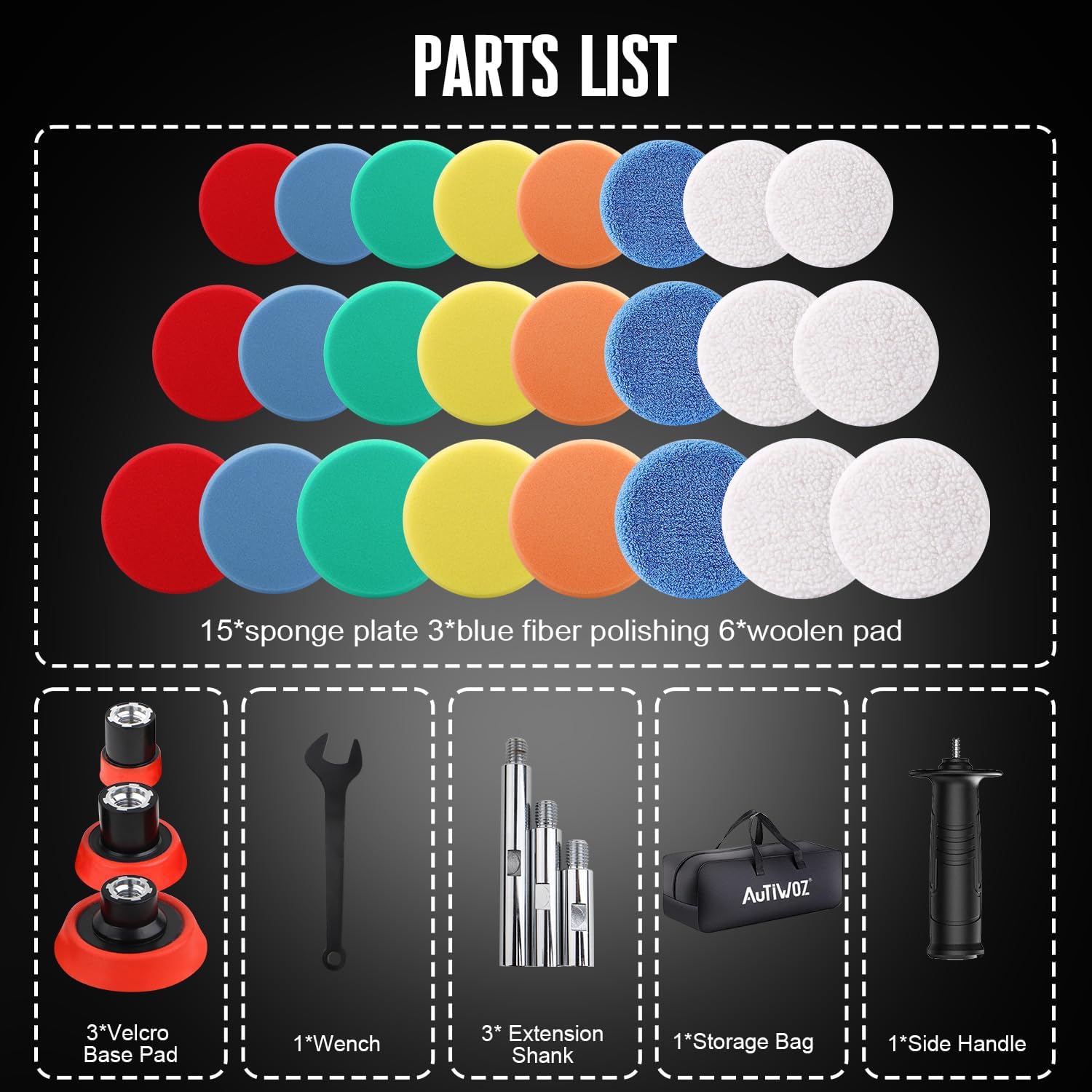Mini Buffer Polisher, Car Polisher Waxer, 600W Rotary Polisher Machine with 33Pcs Polishing Kit, with 1" /2" /3" Base