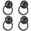 4 Pack Solid Brass Cabinet Pulls Ring Drawer Pulls, Retro Black Kitchen Cabinet Handles Pulls Vintage Pulls Brass
