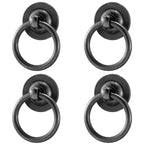 4 Pack Solid Brass Cabinet Pulls Ring Drawer Pulls, Retro Black Kitchen Cabinet Handles Pulls Vintage Pulls Brass