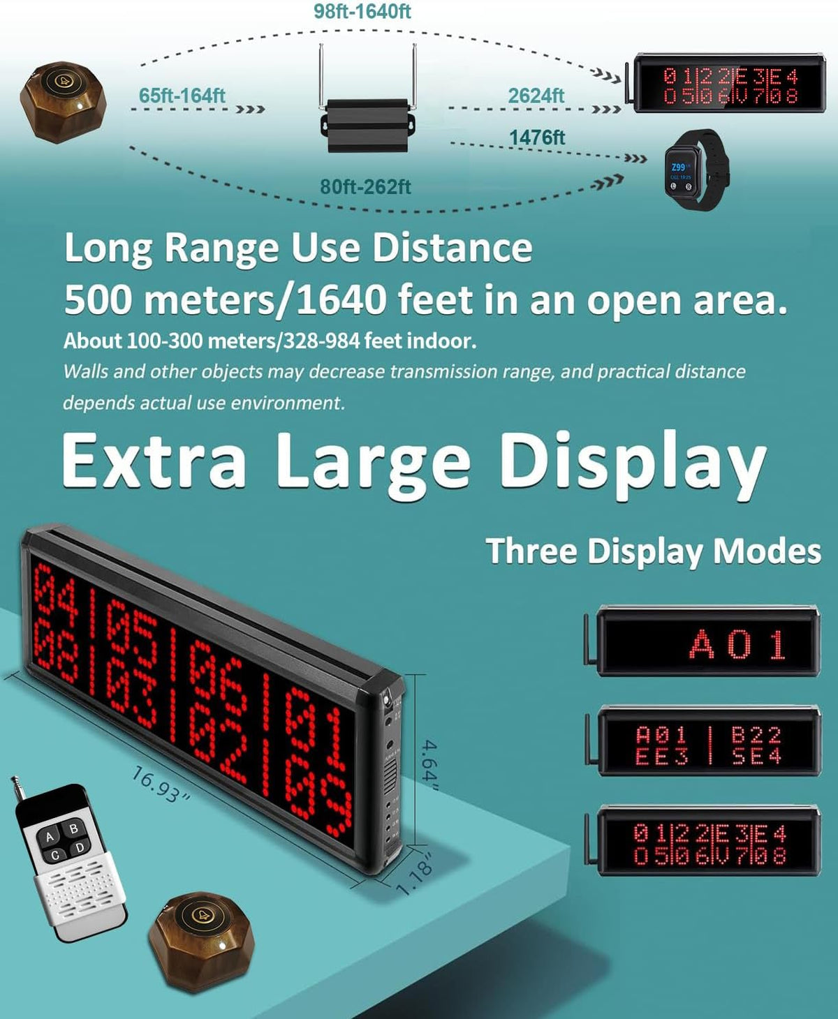 Restaurant Pager System Table Call System with 15 Call Buttons