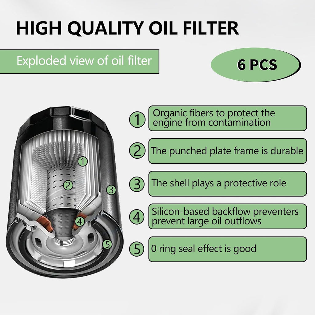 49065-0724 Oil Filter Compatible With Kawasaki 49065-7010 FX751V FX801V FX850V FX921V FH381V FH430V FH480V FH541V FH580V FH601V FH641V FH680V FH721V FH601D FH680D FH721D FH770D KAF300 400 620 (6)