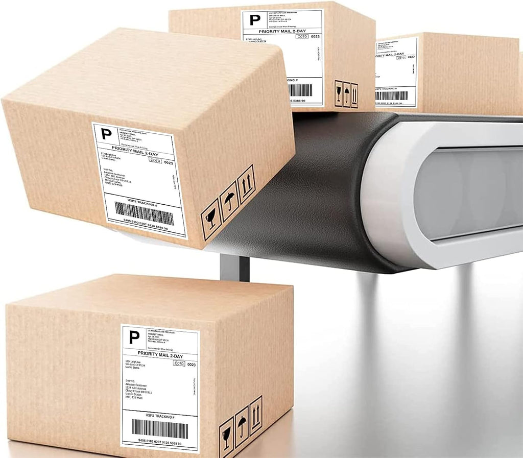 4" x 6" Fanfold Direct Thermal Labels - White Shipping Mailing Postage Labels, Perforated, Permanent Adhesive (4