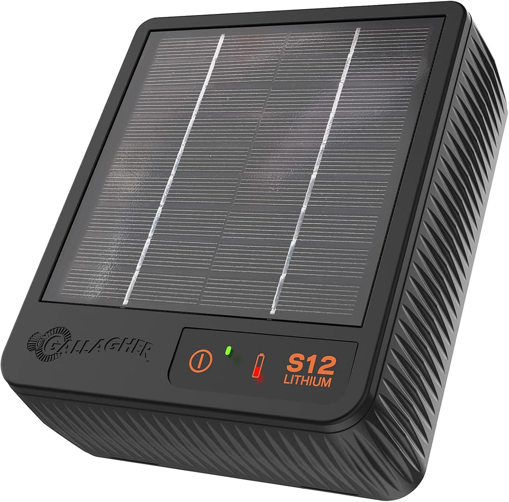 S12 Solar Fence Charger | Solar Electric Fence Energizer | 4 Miles of Protection | For Livestock, Goats, and Small