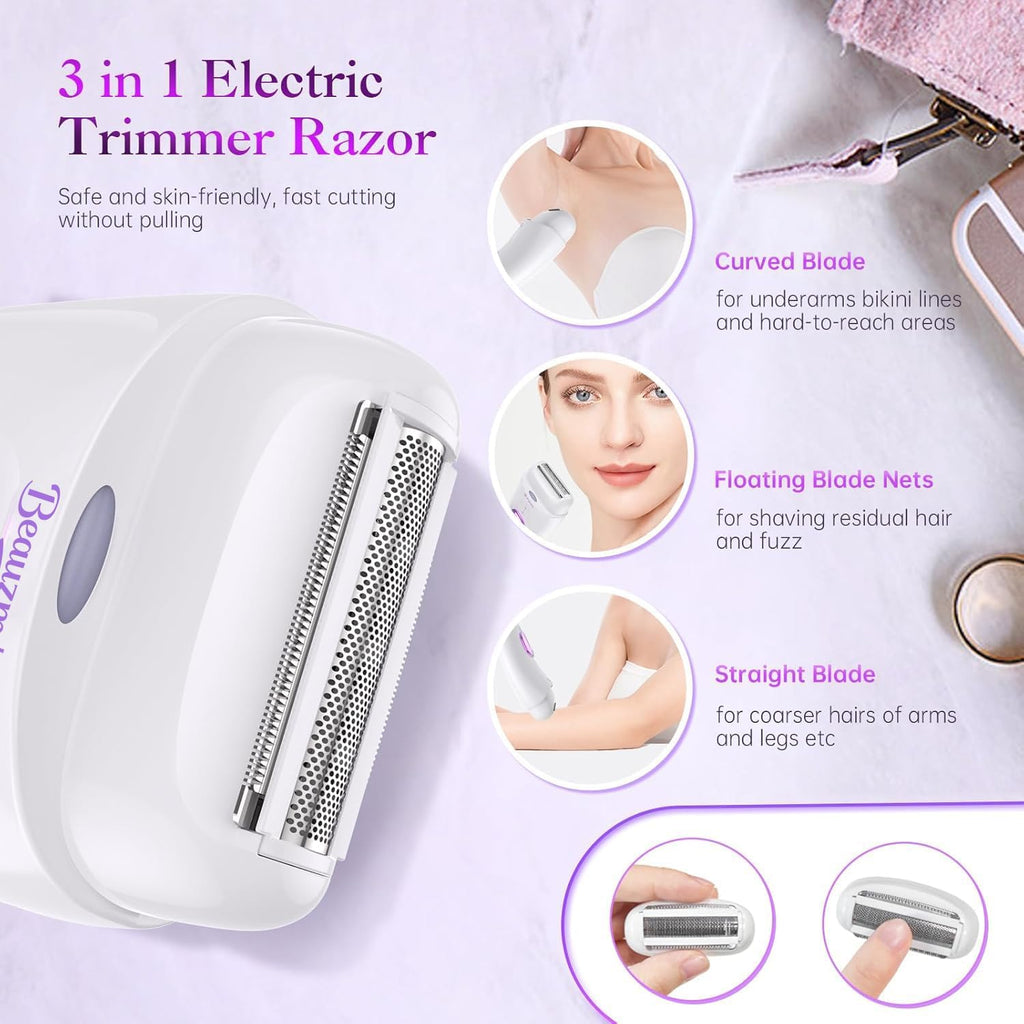 Smooth Glide Epilator for Women, Gentle Rechargeable Facial Hair Removal Device, 2-Speed 36 Tweezers with LED Light