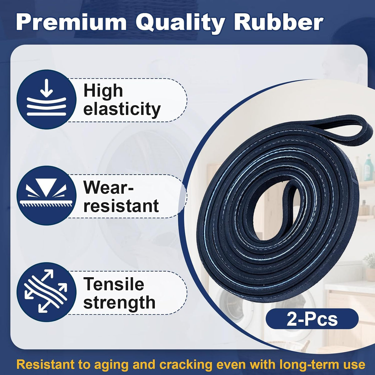 2-Pack Replacement Dryer Belt, Compatible With WED4815EW1, 92.25" 4-Rib