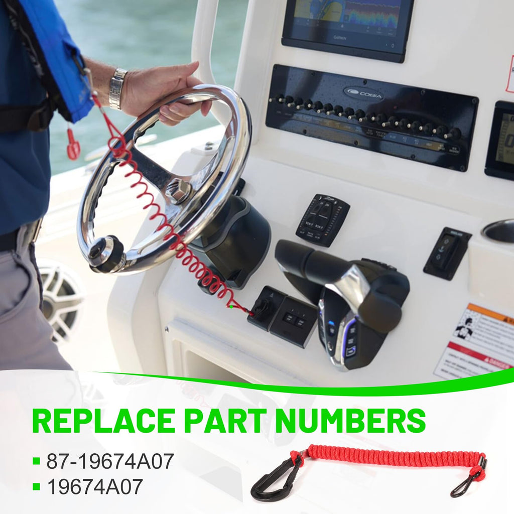 LEAPTREND 87-19674A07 Boat Safety Lanyard Kill Stop Switch Compatible with Mercury Mercruiser Single Engine 19674A07