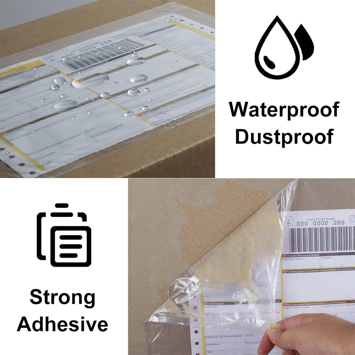 200 pcs 6" x 9" Clear Plastic Adhesive Packing List Envelope Mailing bag Shipping label Pouch Return Label Documents