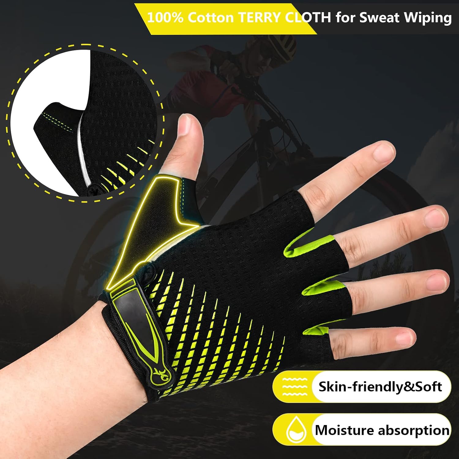 Bike Cycling Gloves for Men Women,Non-Slip Breathable 5MM Gel Pads DH Mountain Road Bicycle Gloves for MTB Biking