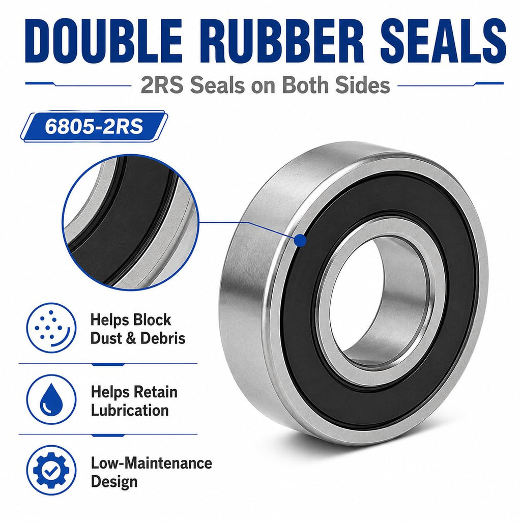 LILY 10 Pack 6805-2RS Thin Section Bearings 25x37x7mm