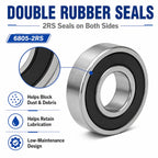LILY 10 Pack 6805-2RS Thin Section Bearings 25x37x7mm