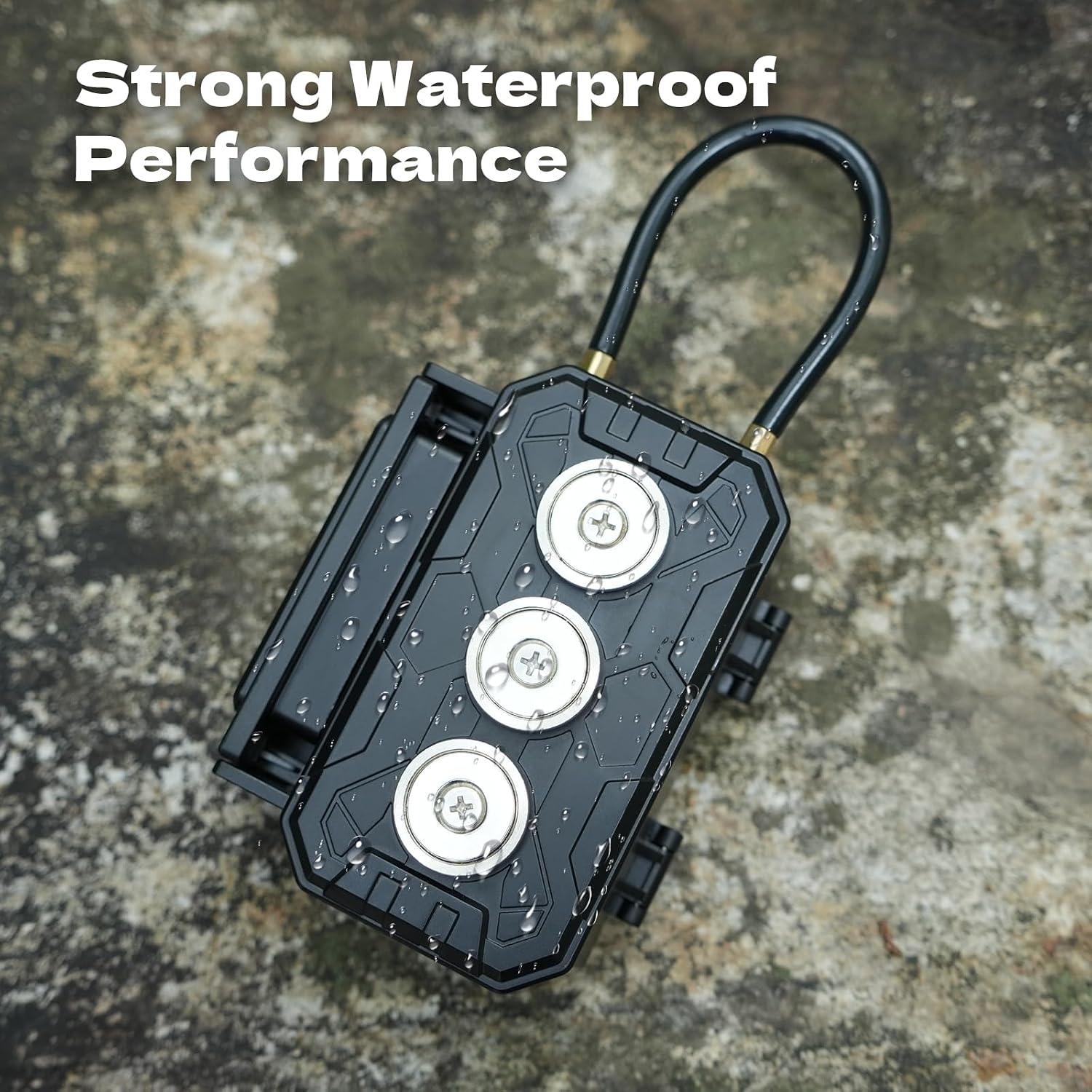 Magnetic Key Lock Box with Removable Cable Shackle Indoor Outdoor Waterproof 4 Digit Combo Resettable Code,Key