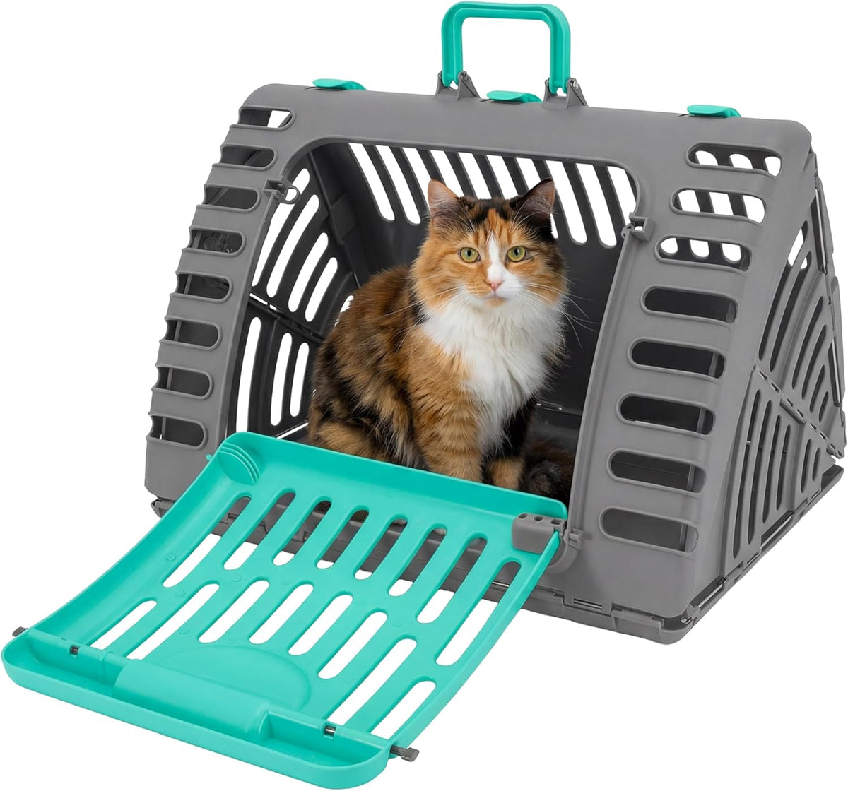 SportPet X-Large Hard-Sided Travel Cat Carrier - Cat Carrier with Patented Wide Side-Opening Door, Foldable Portable
