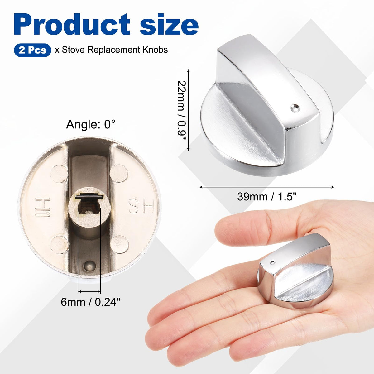uxcell 2Pcs Gas Stove Knob 6mm Cooker Replacement Knobs Angle: 0°