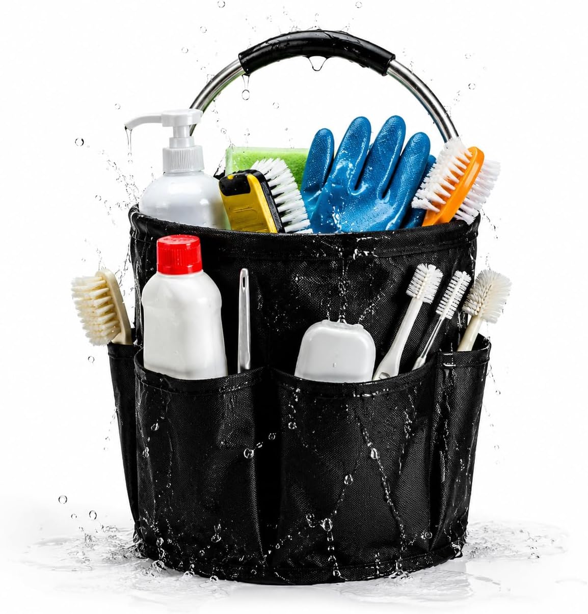 Cleaning Caddy with Handle 17L Cleaning Supplies Organizer Foldable Storage Basket Portable Cleaning Supply Caddy