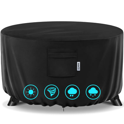 Round Fire Pit Table Cover Waterproof, Fit 48"D x 24"H Firepit