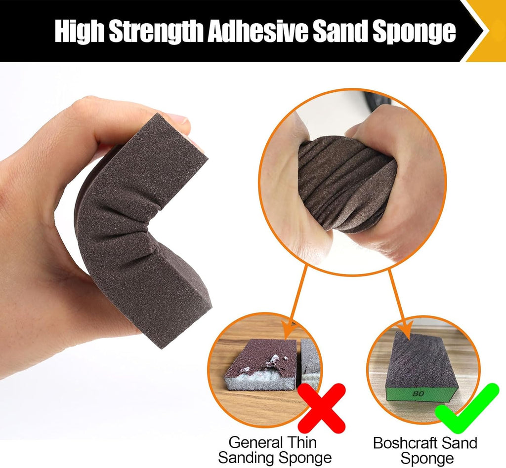 10 Pcs Sanding Sponge Set, 220 Grit: 4 Pcs, 60/80/100/120/180 Grit: 2 Pcs Each, Washable & Reusable Sanding Block for