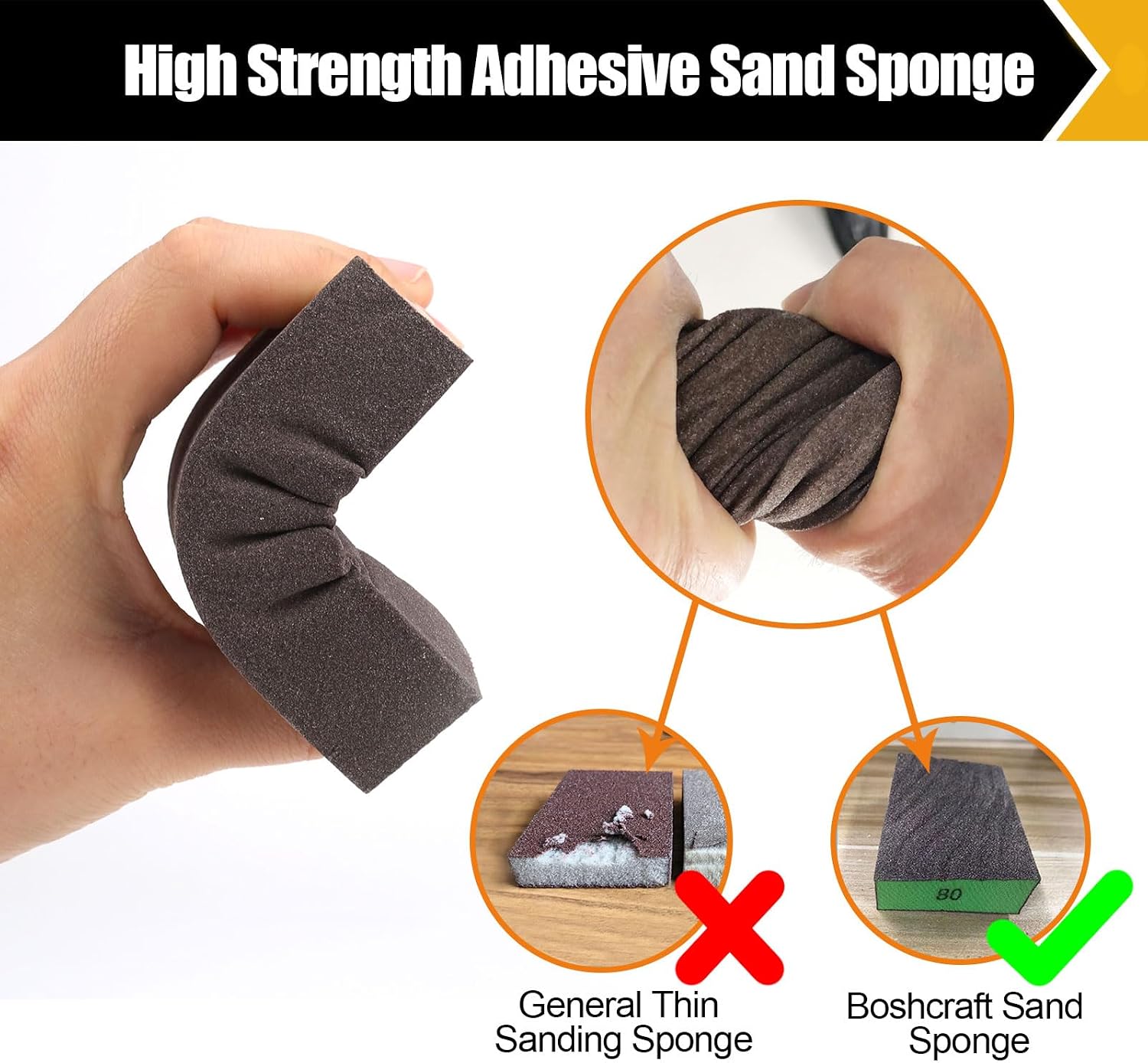 10 Pcs Sanding Sponge Set, 220 Grit: 4 Pcs, 60/80/100/120/180 Grit: 2 Pcs Each, Washable & Reusable Sanding Block for