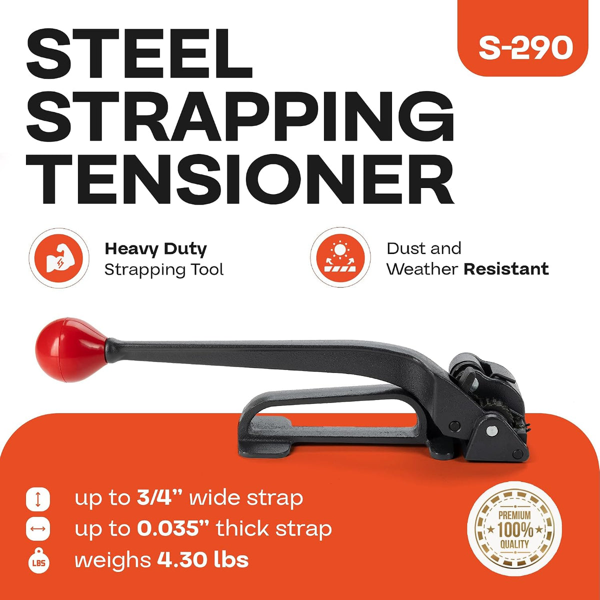 S-290 Heavy Duty Popular High Tensile Feed-Wheel Tensioner for 3/8" to 3/4" Steel Strapping