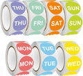Day of the Week Sticker Labels, 1" Round, 7 Rolls, 500 per Roll
