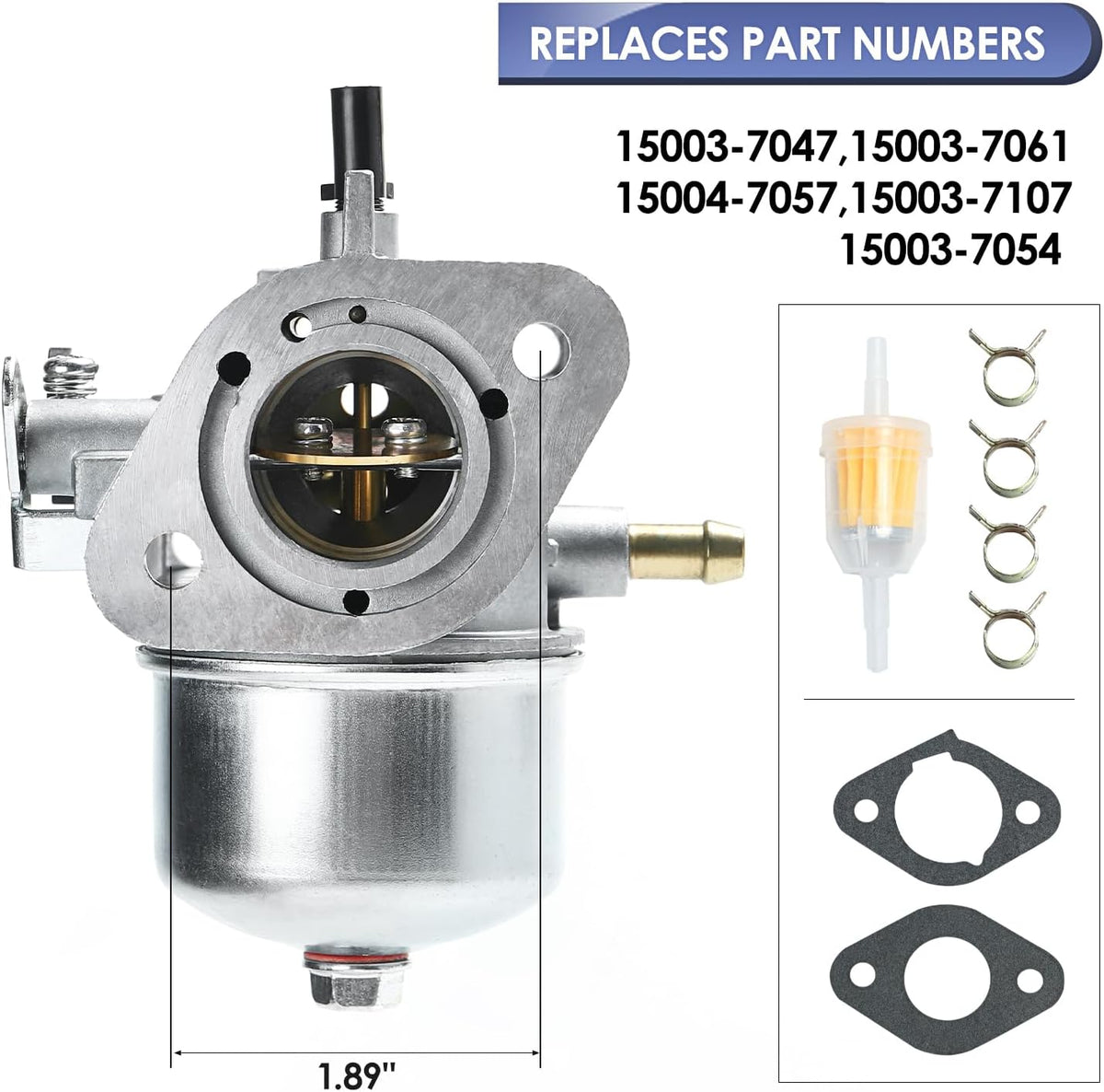 Carburetor for Kawasaki FH430V FH381V FH541V FS481V Engine OEM Replacement Part # 15003-7047 15004-7057 15003-7107 15003-7054, carb with gastket