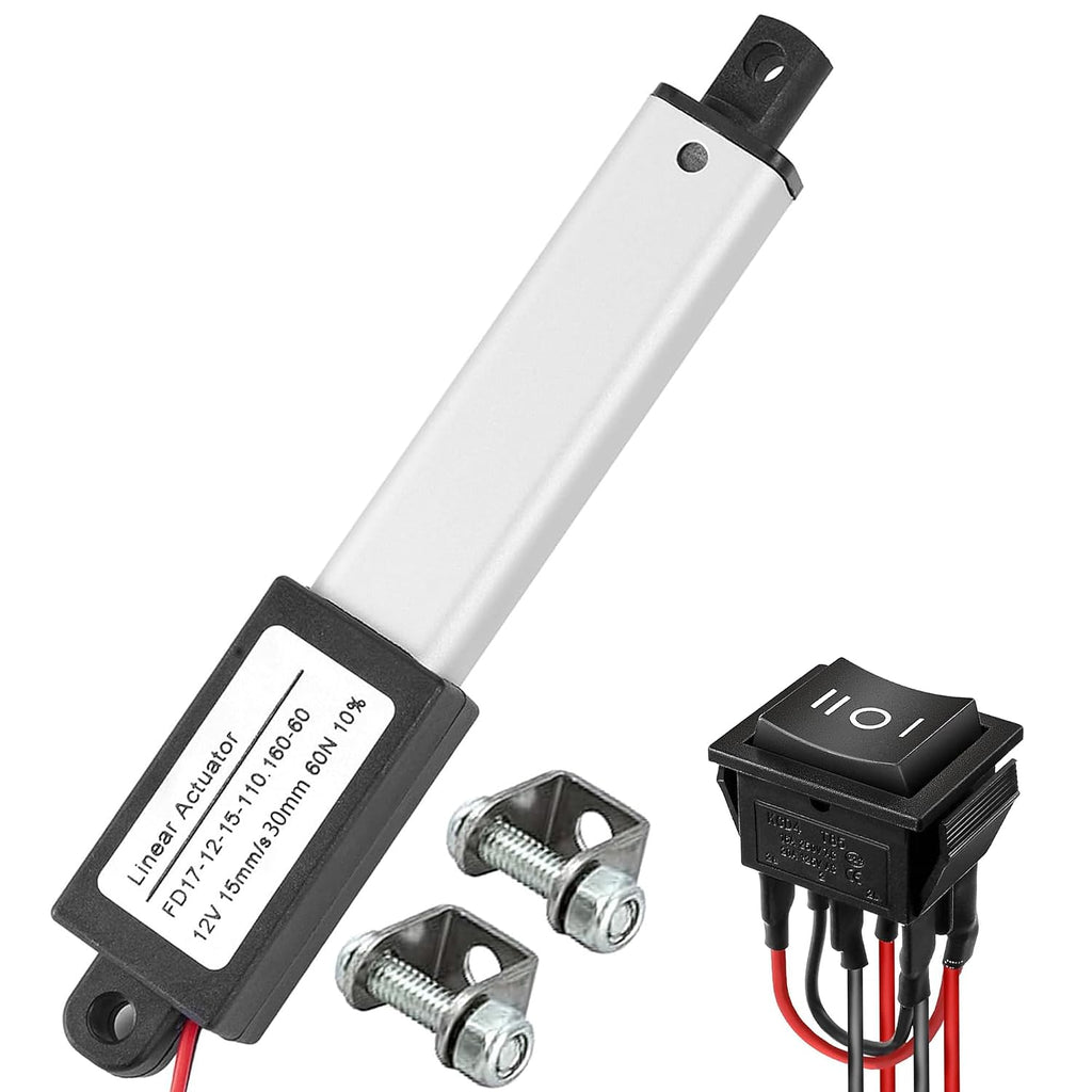 Mini 12V 1.2Inch Line Actuator,15mm/s,60N(30mm) with Remote Lever Switch