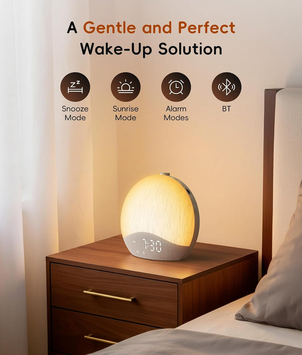 Sunrise Alarm Clock, White Noise Machine, Sound Machine for Bedroom | Wake Up Light with BT Speaker, 26 Sleep Sounds
