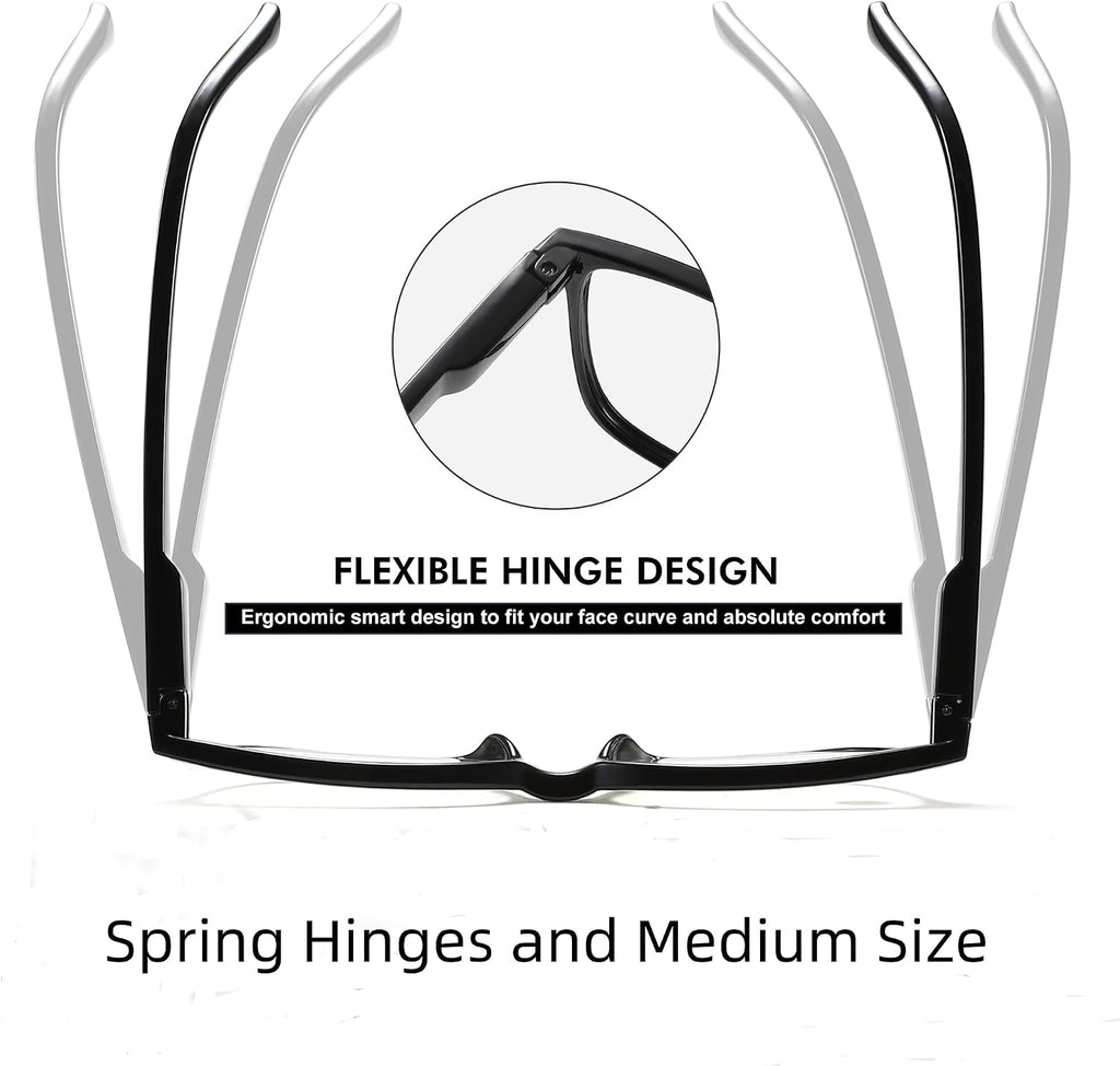 4 Pack Blue Light Blocking Reading Glasses,Readers for Women and Men | Spring Hinges,Lightweight,No Head