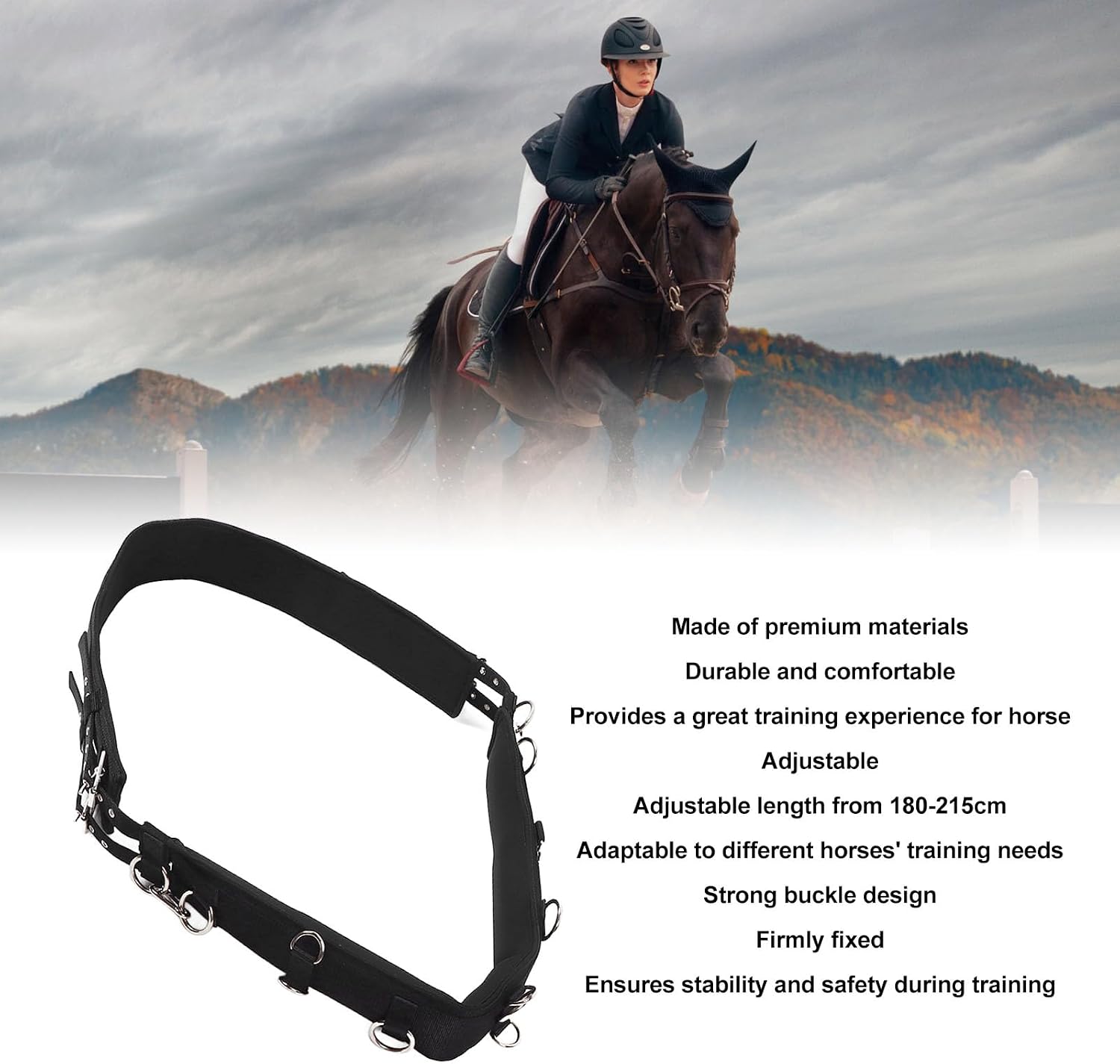 Horse Surcingle, Horse Training Surcingle, Lunging Surcingle, Adjustable Length Professional Training Surcingle for
