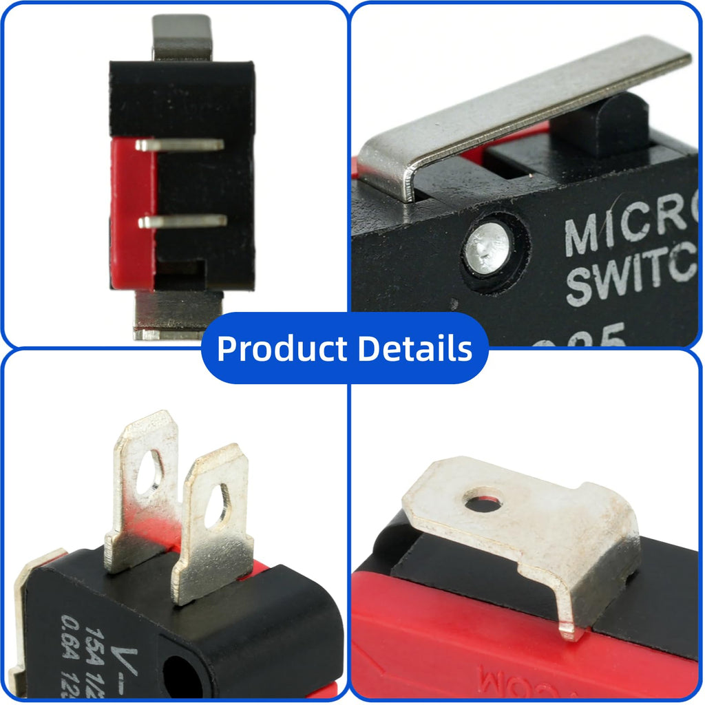 12 Pcs Micro Limit Switch with Short Hinge Lever SPDT 1NO 1NC Microswitch V-151-1C25
