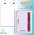 200 x A4 Printed Document Enclosed Wallet (328 x 230 mm) | Peel & Seal Clear Plastic