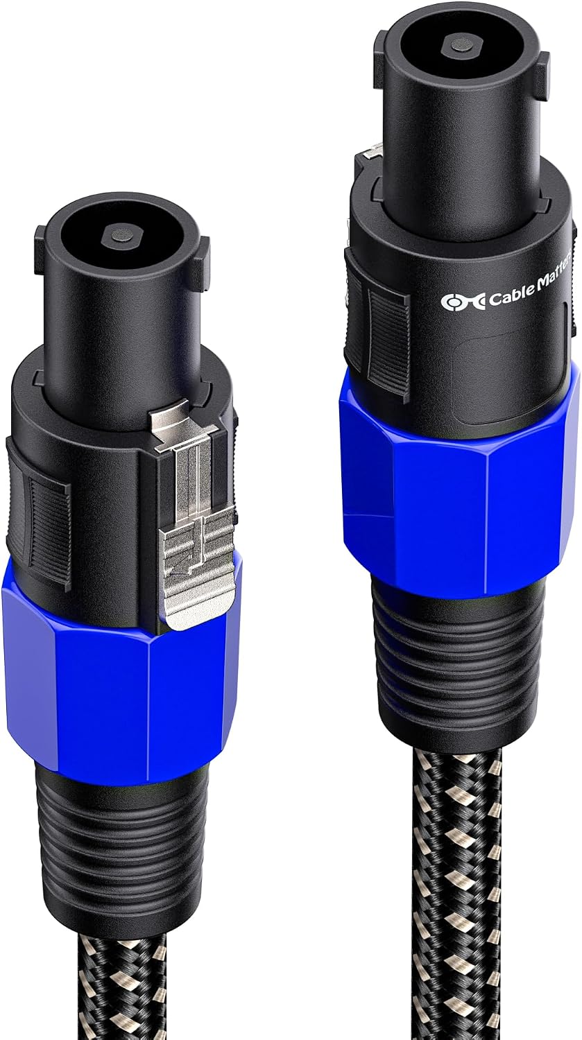 Premium Braided 12AWG Speaker Cable, 25ft | Compatible with Speakon NL4FC Port