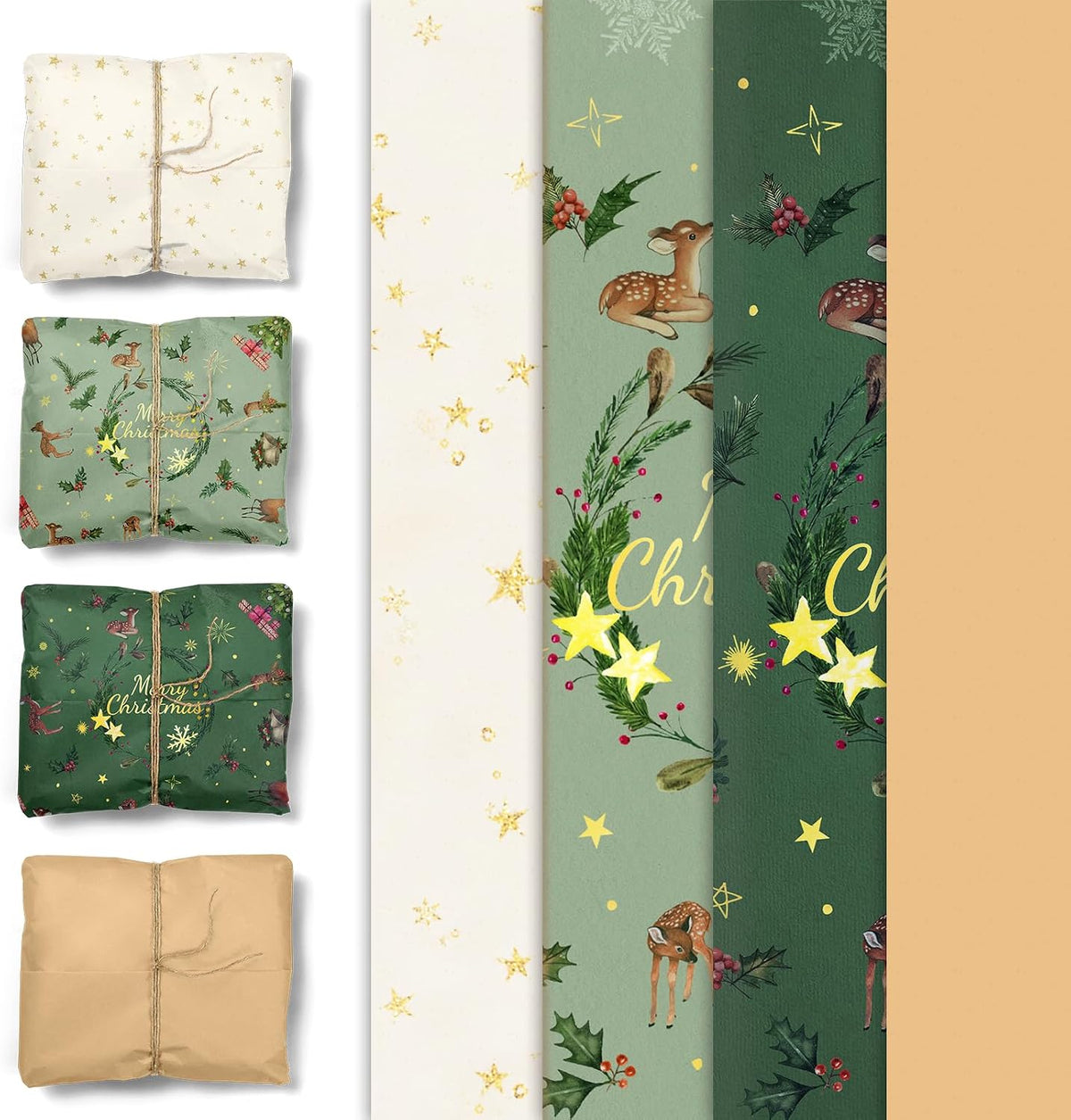 Christmas Tissue Paper 24 Sheets for Gift Wrapping 20x15”