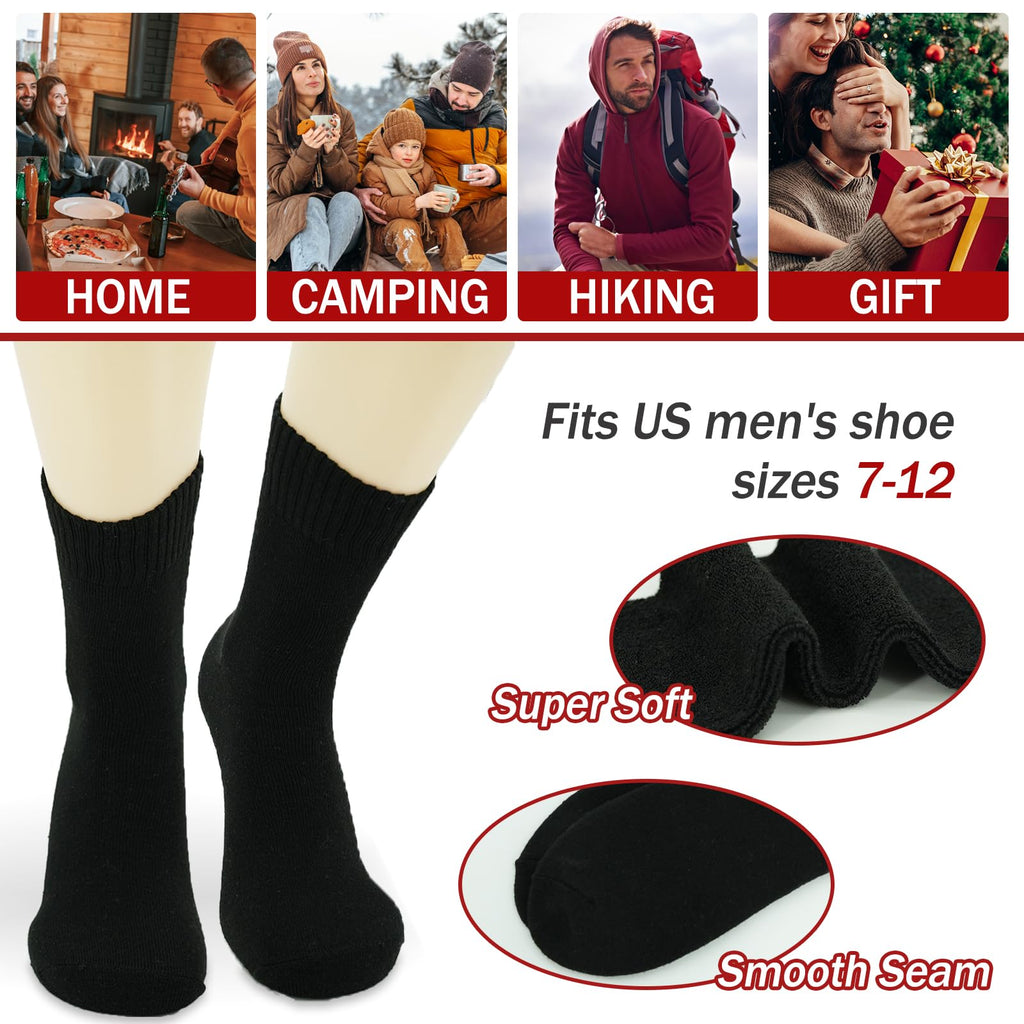Wool Socks Mens Thick Warm Thermal Winter Boot Socks 5 Pairs