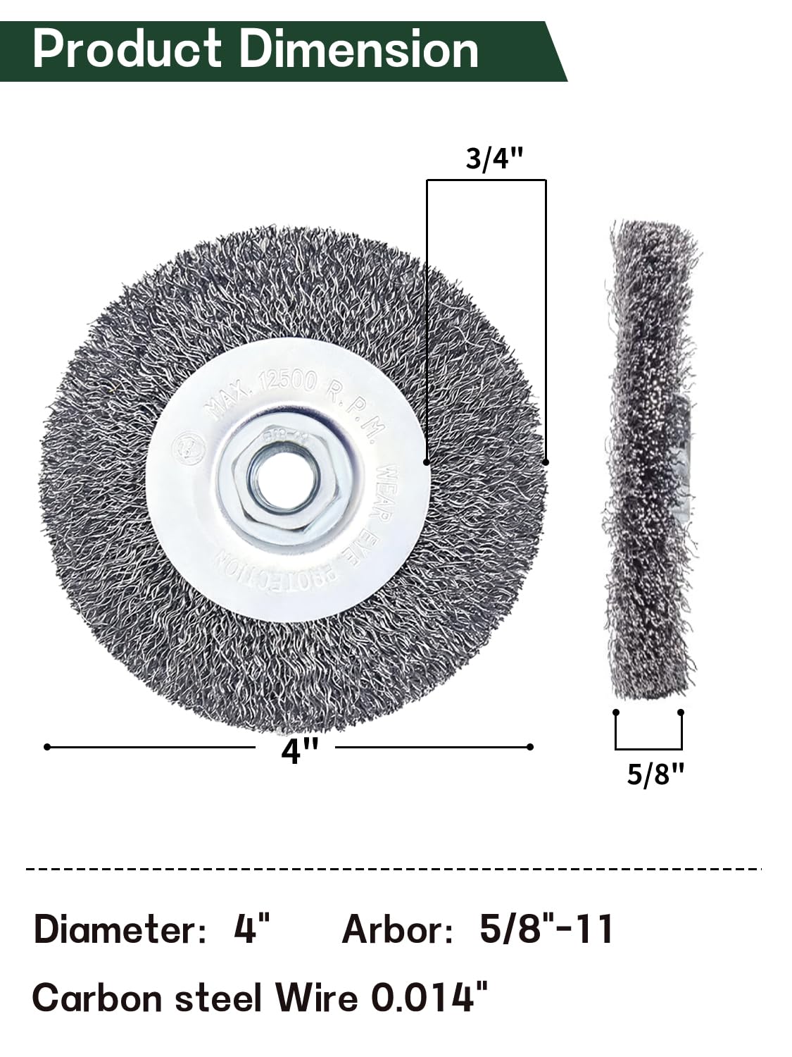 Wire Wheel Brush 4in for 4-1/2" Angle Grinder Rust Removal-2pcs