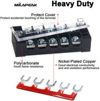 Terminal Block, 4/5/6 Circuits 600V 25A Dual Row Screw Terminal Strip 6 Set