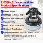Atsmk 116336-01 116336-00 Vacuum Motor Replacement with 566 Gasket