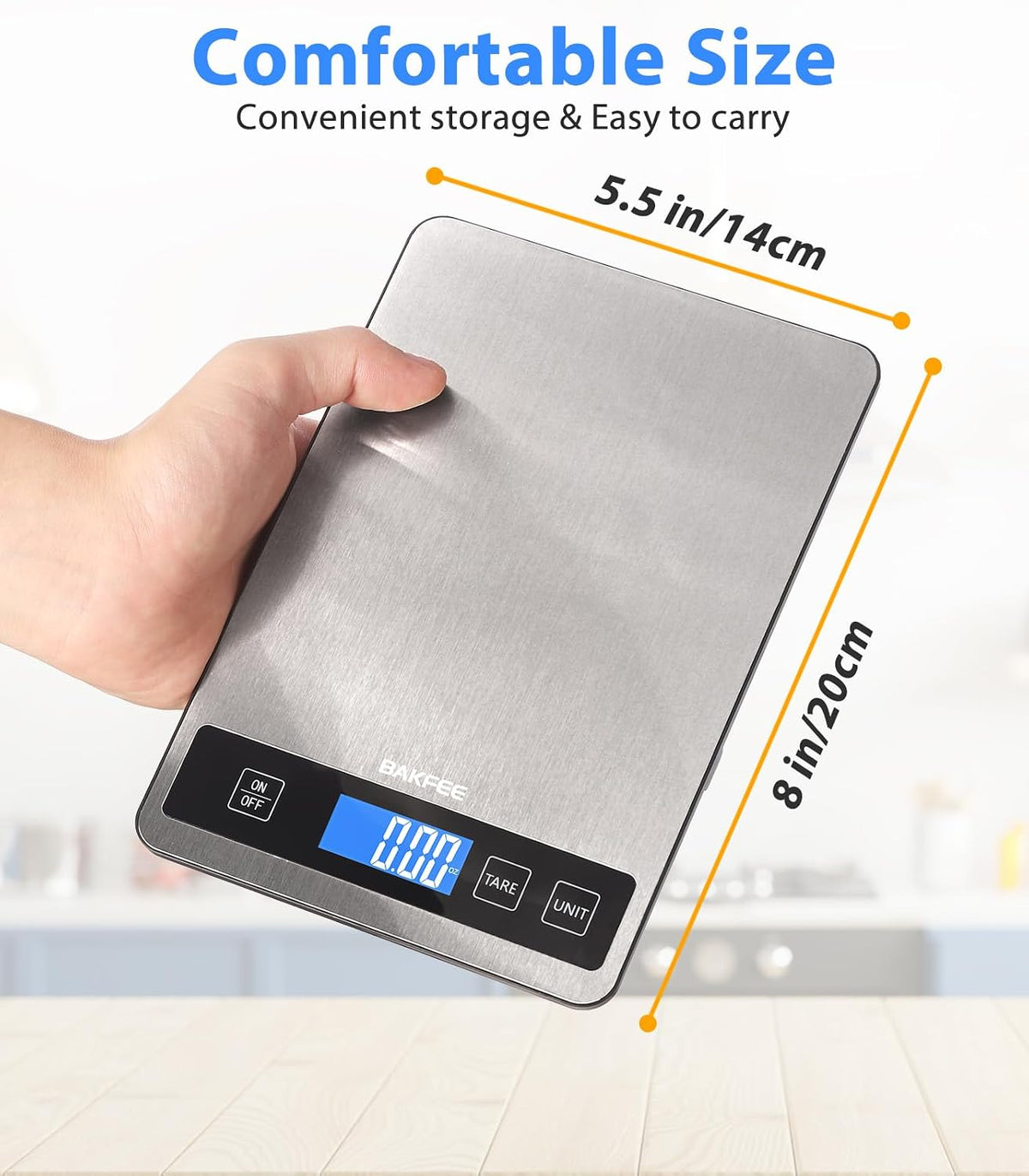 Food Scale, 33lb Rechargeable Kitchen Scale, 1g Precision, Black